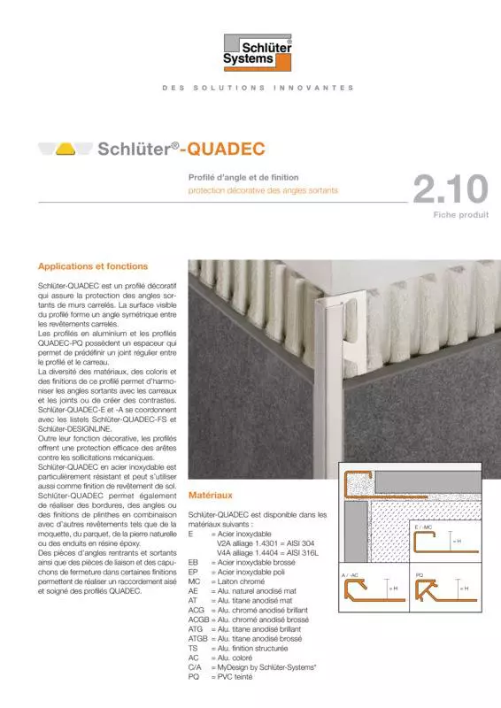 Schlüter-QUADEC | Fiche produit 2.10
