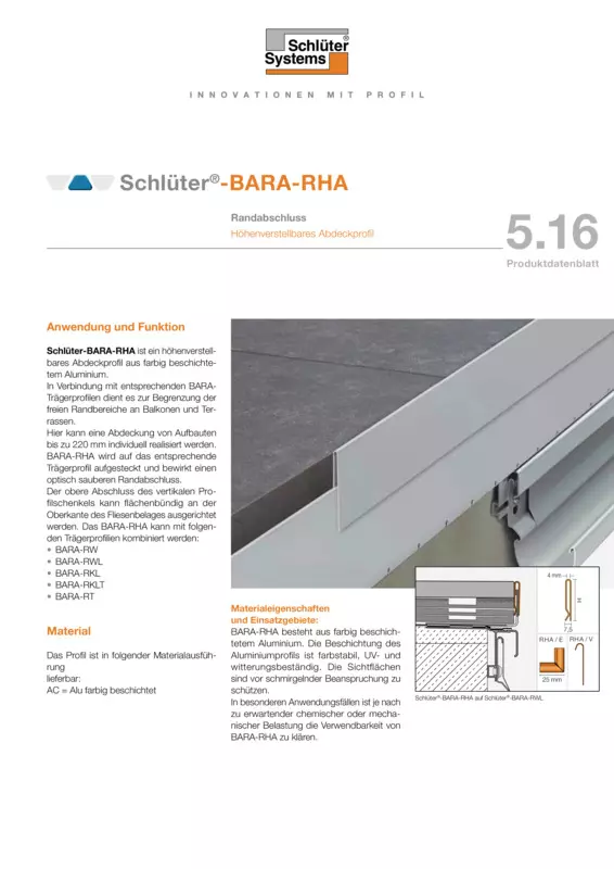 Schlüter-BARA-RHA | Produktdatenblatt 5.16