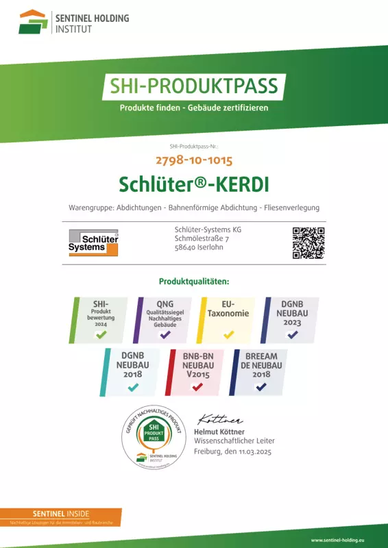 Schlüter-KERDI - SHI-Produktpass