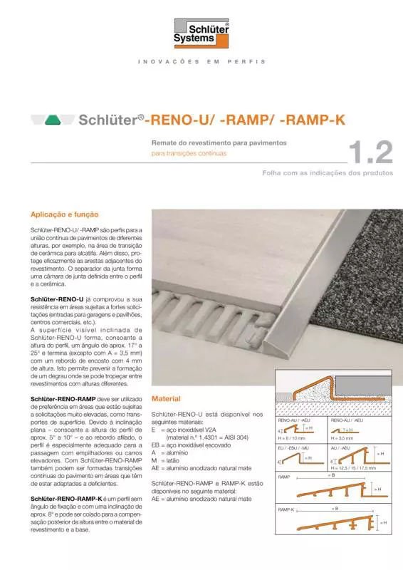 Schlüter-RENO-U /-RAMP /-RAMP-K | Ficha de dados do produto 1.2