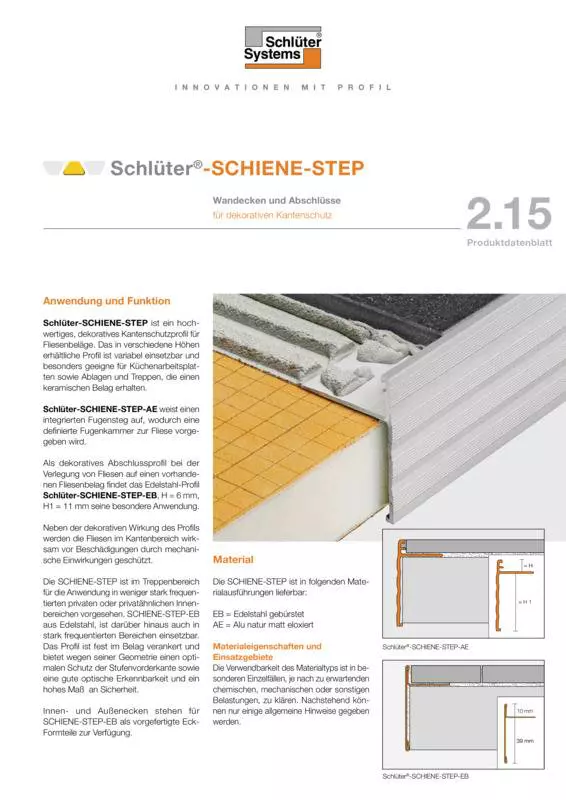 Schlüter-SCHIENE-STEP | Produktdatenblatt 2.15