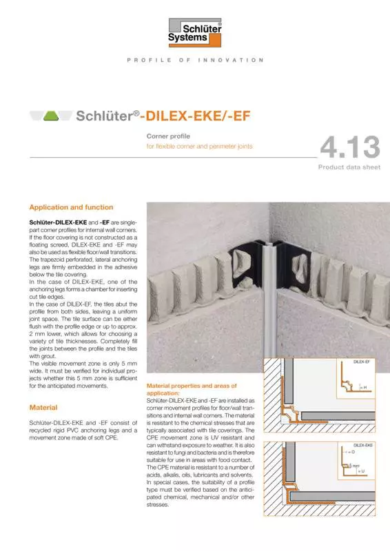 Schlüter-DILEX-EKE /-EF | Product data sheet 4.13