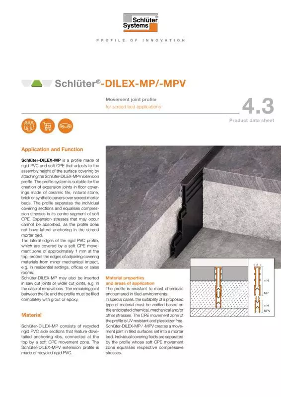 Schlüter-DILEX-MP /-MPV | Product data sheet 4.3