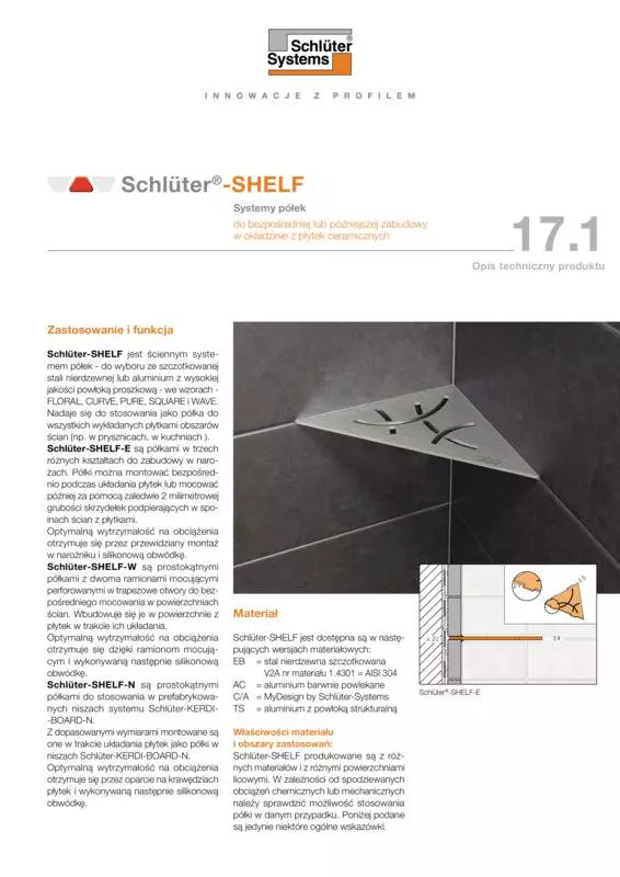 Schlüter-SHELF | Opis techniczny produktu 17.1
