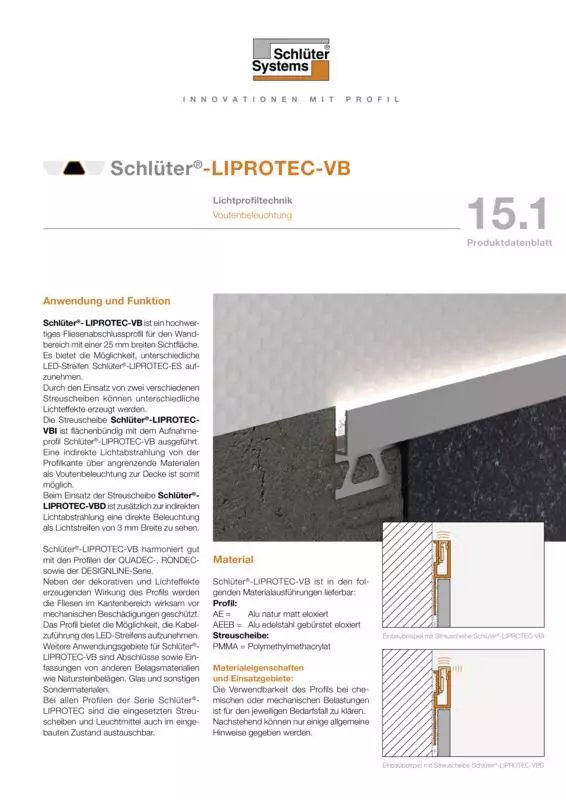 Schlüter-LIPROTEC-VB | Produktdatenblatt 15.1