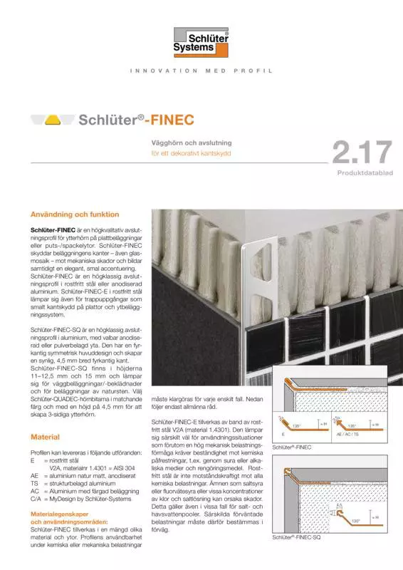 Schlüter-FINEC | Produktdatablad 2.17