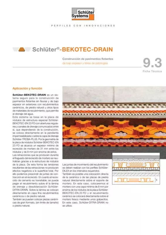 Schlüter-BEKOTEC-DRAIN | Ficha Técnica 9.3