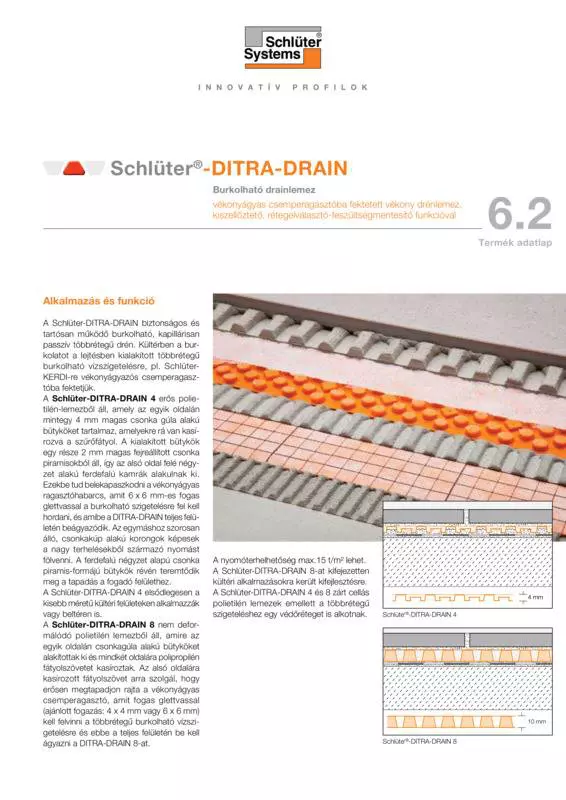 Schlüter-DITRA-DRAIN | Termék adatlap 6.2