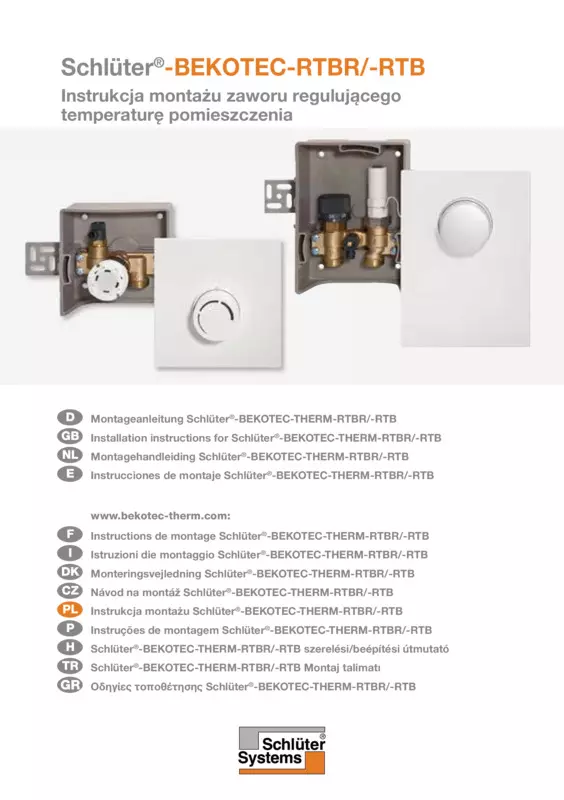 Schlüter-BEKOTEC-RTBR /-RTB /-RTBES – Instrukcja montażu zaworu regulującego temperaturę pomieszczenia