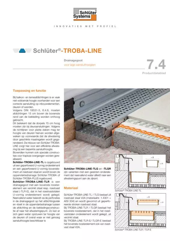 Schlüter-TROBA-LINE | Productdatablad 7.4