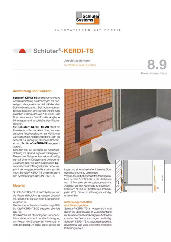 Schlüter-KERDI-TS | Produktdatenblatt 8.9