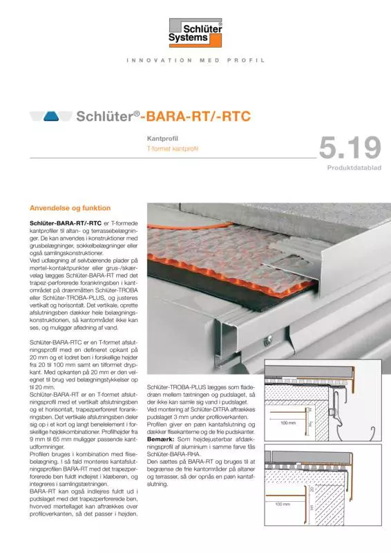 Schlüter-BARA-RT /-RTC | Produktdatablad 5.19