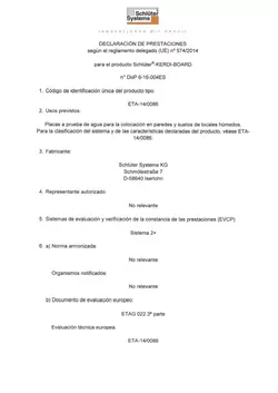 Schlüter-KERDI-BOARD - Declaración de prestacione