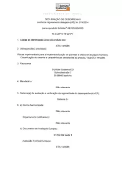 Schlüter-KERDI-BOARD - Declaração de Desempenho