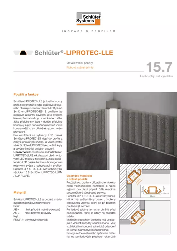 Schlüter-LIPROTEC-LLE | Technický list výrobku 15.7
