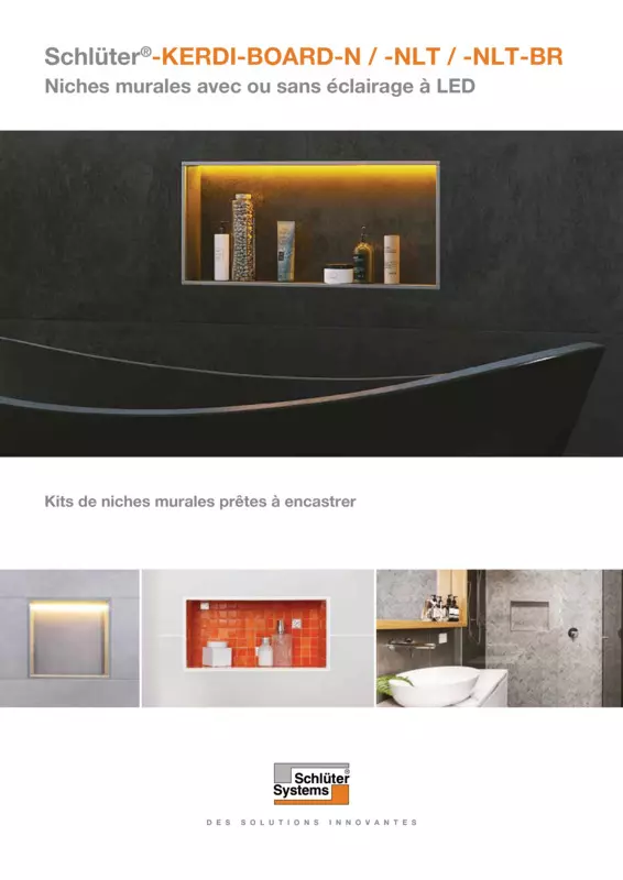 Schlüter-KERDI-BOARD-N /-NLT /-NLT-BR - Niches murales avec ou sans éclairage à LED