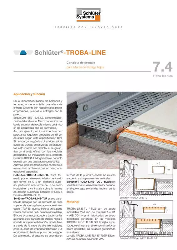 Schlüter-TROBA-LINE | Ficha Técnica 7.4