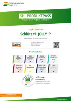 Schlüter-JOLLY-P - SHI-Produktpass