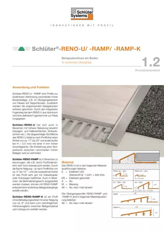 Schlüter-RENO-U /-RAMP /-RAMP-K | Produktdatenblatt 1.2
