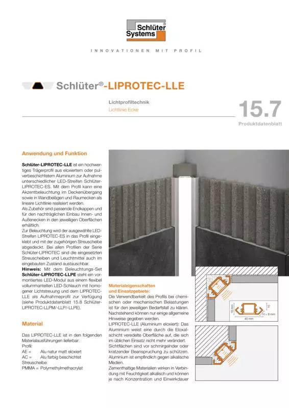 Schlüter-LIPROTEC-LLE | Produktdatenblatt 15.7