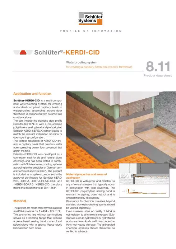 Schlüter-KERDI-CID | Product data sheet 8.11