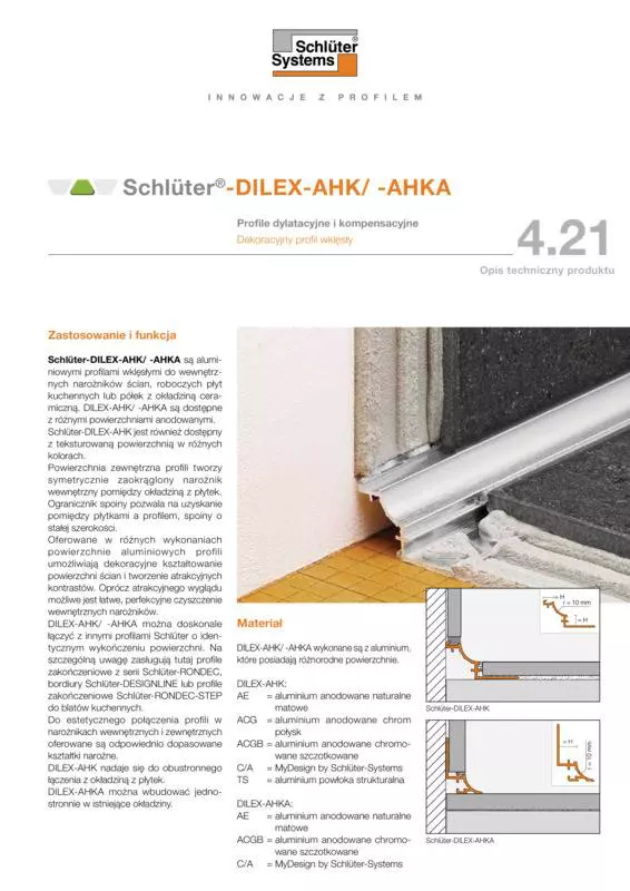 Schlüter-DILEX-AHK /-AHKA | Opis techniczny produktu 4.21