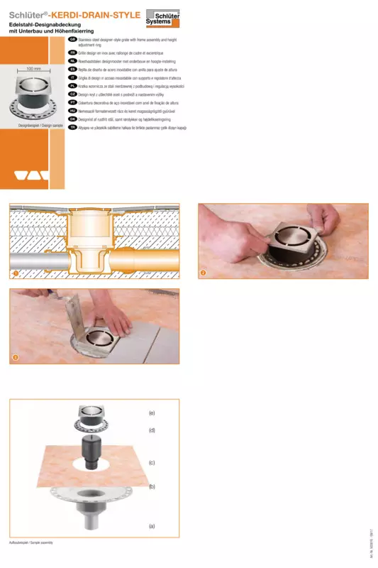 Schlüter-KERDI-DRAIN-STYLE - Rejilla de diseño de acero inoxidable con anillo para ajuste de altura