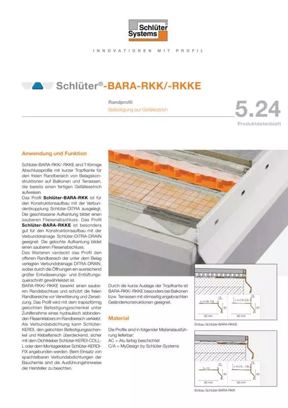 Schlüter-BARA-RKK /-RKKE | Produktdatenblatt 5.24