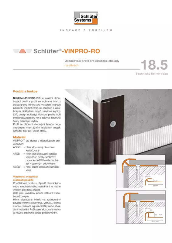 Schlüter-VINPRO-RO | Technický list výrobku 18.5