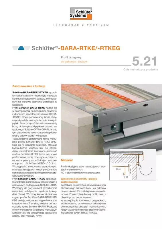 Schlüter-BARA-RTKE /-RTKEG | Opis techniczny produktu 5.21