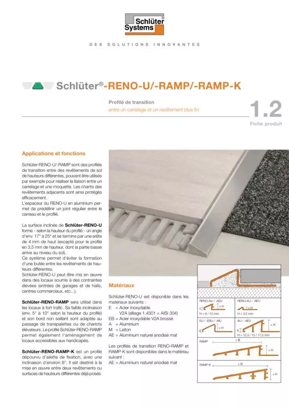 Schlüter-RENO-U /-RAMP /-RAMP-K | Fiche produit 1.2