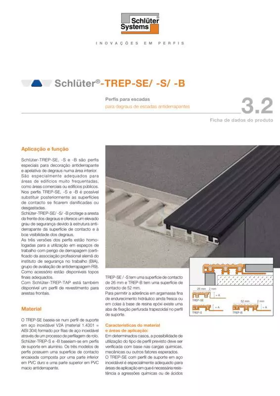Schlüter-TREP-SE /-S /-B | Ficha de dados do produto 3.2