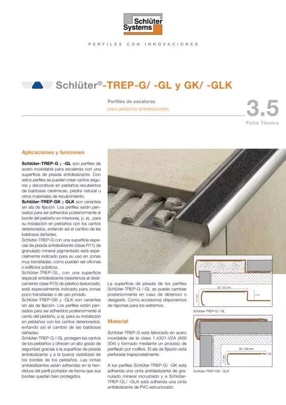 Schlüter-TREP-G /-GL y /-GK /-GLK | Ficha Técnica 3.5