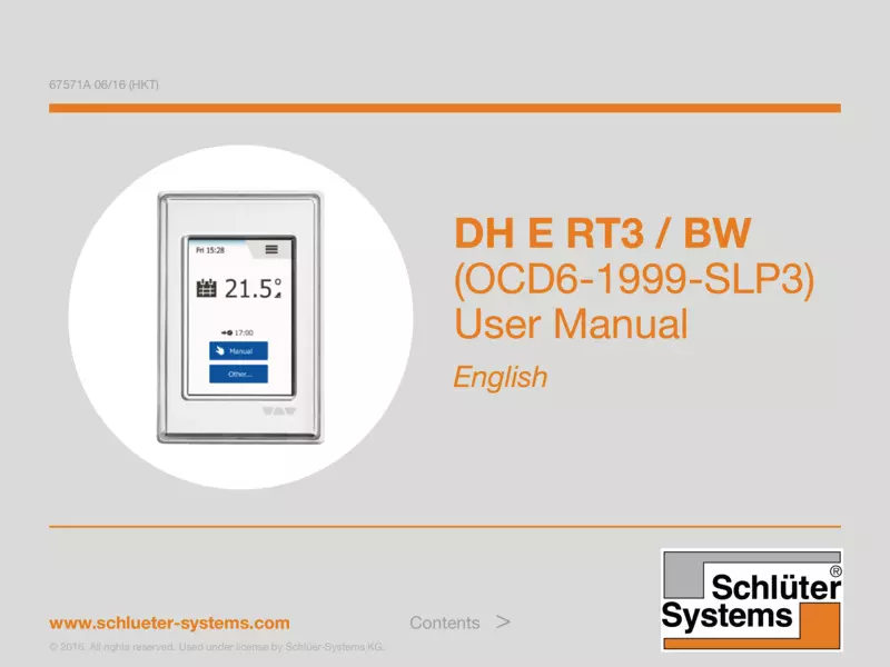 Schlüter-DITRA-HEAT-E RT3/BW - User Manual