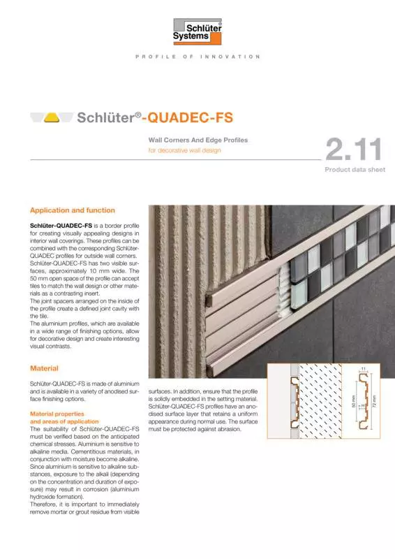Schlüter-QUADEC-FS | Product data sheet 2.11