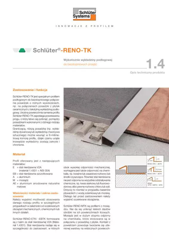 Schlüter-RENO-TK | Opis techniczny produktu 1.4