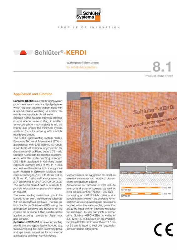 Schlüter-KERDI | Product data sheet 8.1
