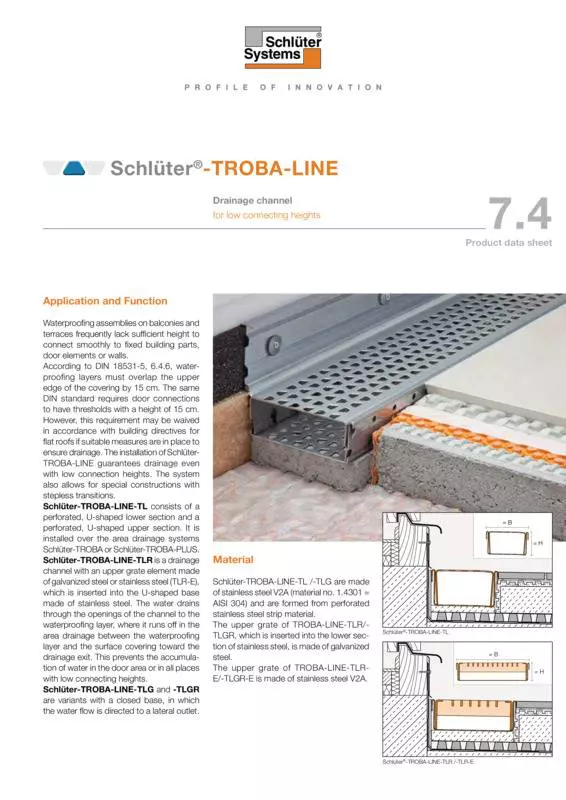 Schlüter-TROBA-LINE | Product data sheet 7.4