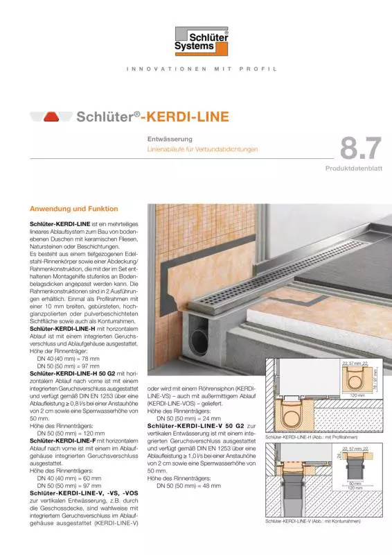 Schlüter-KERDI-LINE | Produktdatenblatt 8.7