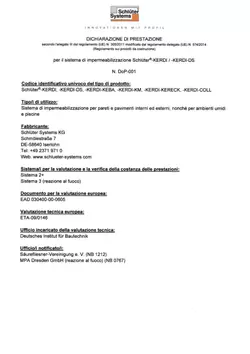 Schlüter-KERDI - Dichiarazione di Prestazione Schlüter-KERDI - Dichiarazione di Prestazione