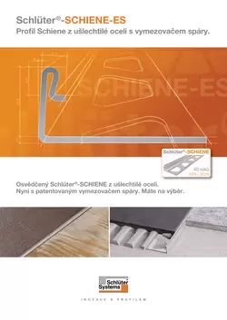 Schlüter-SCHIENE-ES – Profil Schiene z ušlechtilé oceli s vymezovačem spáry.