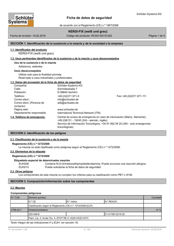 Schlüter-KERDI-FIX - Ficha de datos de seguridad