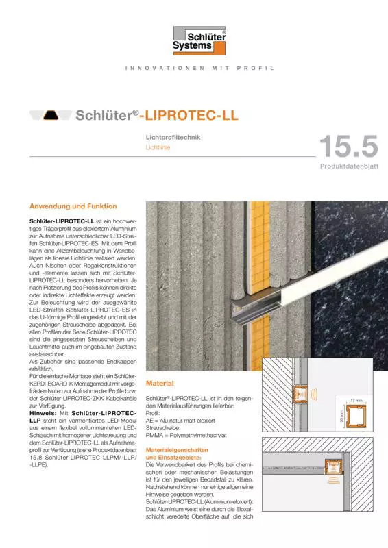 Schlüter-LIPROTEC-LL | Produktdatenblatt 15.5
