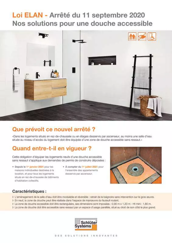 Schlüter-Systems - Loi ELAN - Nos solutions pour une douche accessible