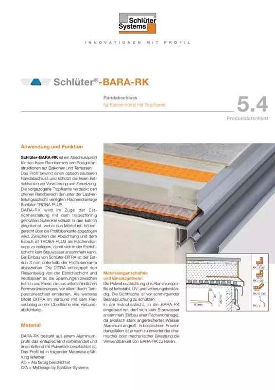 Schlüter-BARA-RK | Produktdatenblatt 5.4