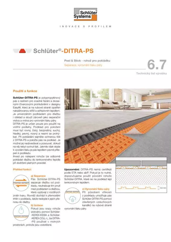 Schlüter-DITRA-PS | Technický list výrobku 6.7