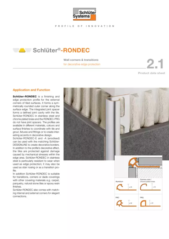 Schlüter-RONDEC | Product data sheet 2.1