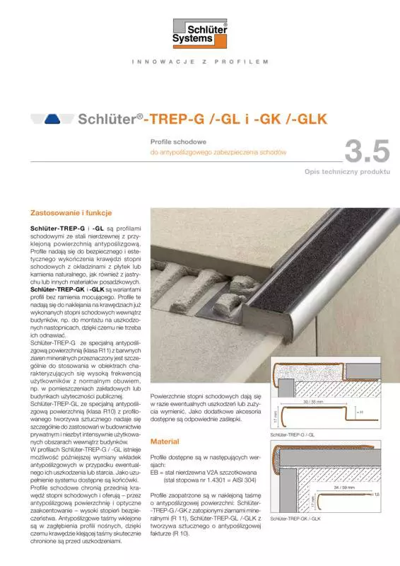 Schlüter-TREP-G /-GL i -GK /-GLK | Opis techniczny produktu 3.5