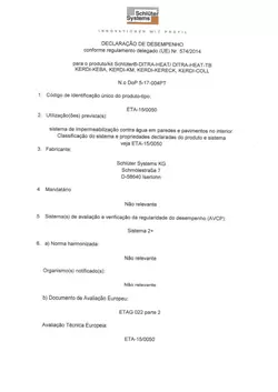 Schlüter-DITRA-HEAT - Declaração de Desempenho