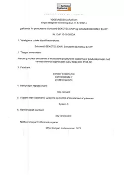 Schlüter-BEKOTEC-EN/P /-EN/PF - Ydeevnedeklaration